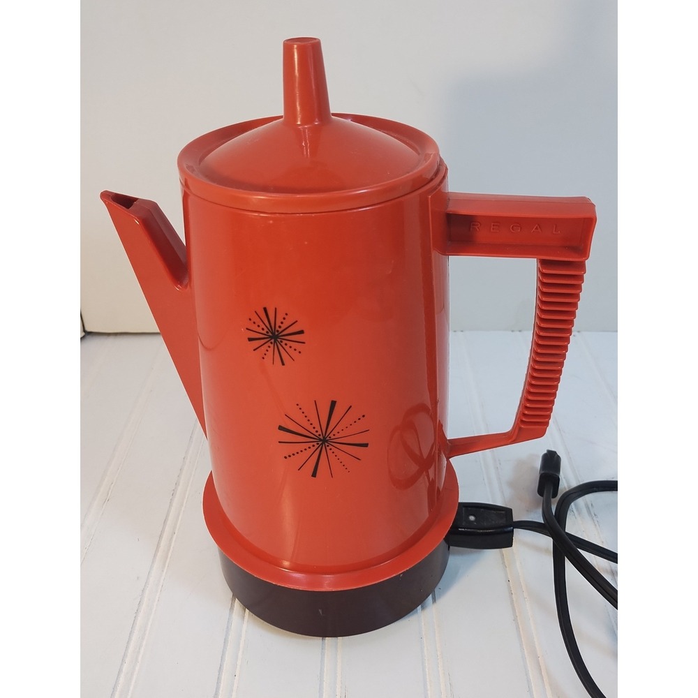 VTG Regal Poly Perk Electric Coffee Percolator Orange Red Atomic Starburst 7504